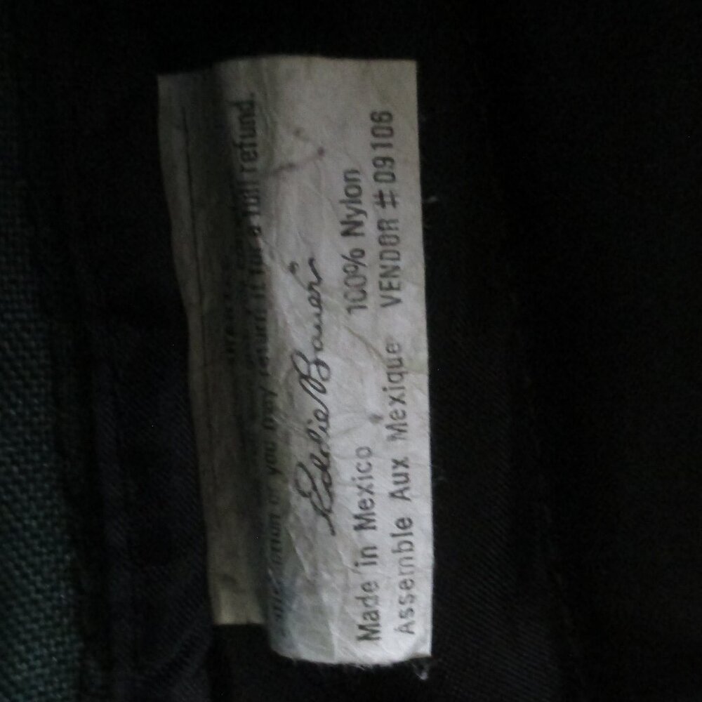 RARE Vintage Eddie Bauer Leather Bottom Backpack Rucksak Green Canvas 25L Day - Picture 7 of 8